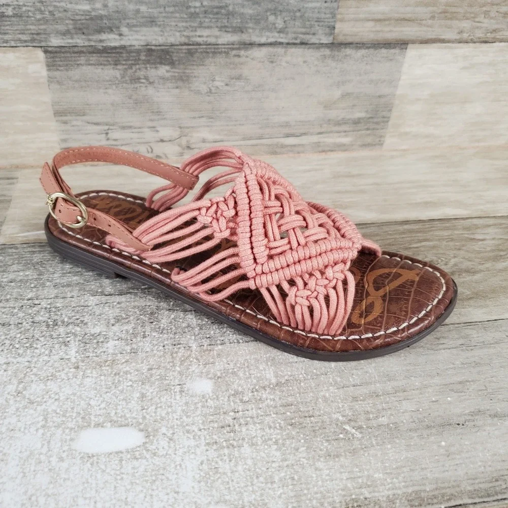 Sam Edelman Gus Kids Sandals Sz 2 Pink Braided‎ Fabric Upper Adjustable Strap